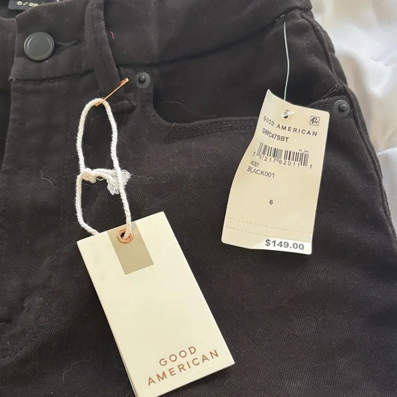 Good American Black Good Waist Palazzo Crop Jeans - Picture 2 of 6